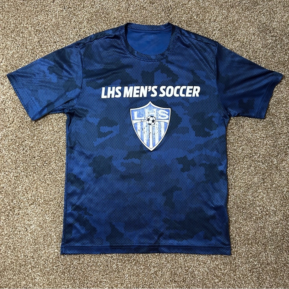 Men's Soccer Blue Camo Short Sleeve Tee
